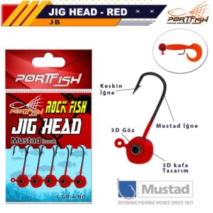 Portfish Jig Head Mustad İğneli Kırmızı Gözlü